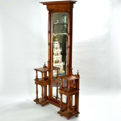 Gründerzeit-Wandgarderobe  Nussbaum, hochrechteckige facettierte ...