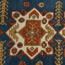 Teppich  Wolle, handgeknüpft, in Blau-, Braun- und Beigetönen, ...