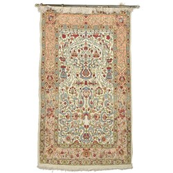 Gebetsteppich Seide, Hereke Selde, am oberen Rand mit arabischen ...