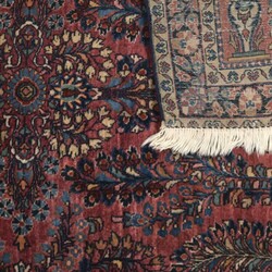 Brücke  Wolle handgeknüpft, purpurrotes Innenfeld mit floraler ...