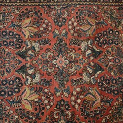 Brücke  Wolle handgeknüpft, blutrotes Innenfeld mit dichtem ...