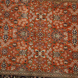 Brücke Seide handgeknüpft, ockerfarbenes Innenfeld und ...