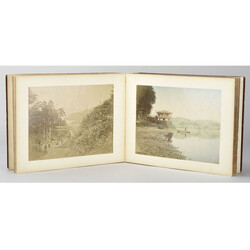 Japanisches Lackalbum  querformatig, Holzeinband, dunkelrot lackiert, ...