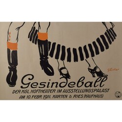 Künstlerplakat GESINDEBALL Erler, Georg (1871 Dresden - 1951 Bad ...