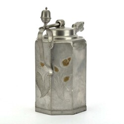 Schraubkanne Zinn  im Deckel gemarkt, oktogonaler Korpus mit reich ...