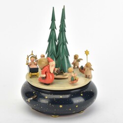 Spieldose WEIHNACHTSZUG Wendt & Kühn, Grünhainichen, runder Korpus ...