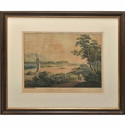 Biedermeieransicht Schloss Pillnitz an der Elbe kolorierte ...