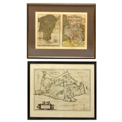 Zwei historische Karten Kupferstiche teilkoloriert, CATHENESIA ...