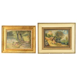 Paar kleine Landschaftsbilder Öl auf Lwd. bzw. auf Hartfaser, 1 x ...