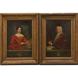 Paar barocke Porträts Öl auf Lwd., doubliert, EHEGATTENBILDNISSE, ...