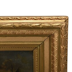 Unsigniert Öl auf Pappe, HOLLÄNDISCHE UFERSZENE BEI MONDSCHEIN, ...