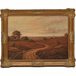 Undeutlich signiert Öl auf Lwd., HEIDELANDSCHAFT, rechts unten ...