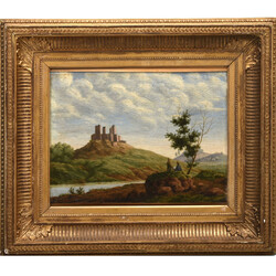 Macken, W. Öl auf Holz, WANDERER VOR BURGRUINE (1852), romantische ...