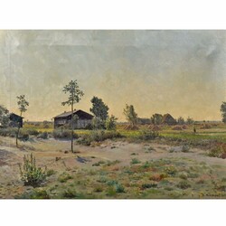 Rumpel, K. Öl auf Lwd., WEITE LANDSCHAFT MIT BAUERNHÄUSERN (1917), ...