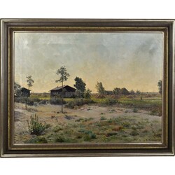 Rumpel, K. Öl auf Lwd., WEITE LANDSCHAFT MIT BAUERNHÄUSERN (1917), ...