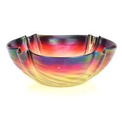 Rundschale im Jugendstil farbloses Abrissglas, über flachem Stand ...