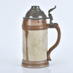 Deckelhumpen Mettlach Johann Baptist Stahl, Mettlach, Feinsteinzeug, ...