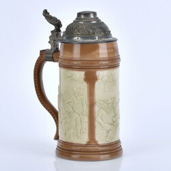 Deckelhumpen Mettlach Johann Baptist Stahl, Mettlach, Feinsteinzeug, ...