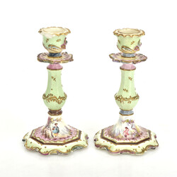 Gründerzeit-Leuchterpaar jeweils gemarkt VP, heller Keramikscherben, ...