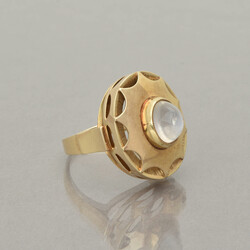 Gelbgoldring mit Mondstein Gelbgold 585, ovaler, hoch aufragender ...