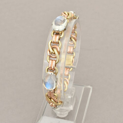 Mondstein-Armband in Bicolor Gelbgold und Roségold 585, ...