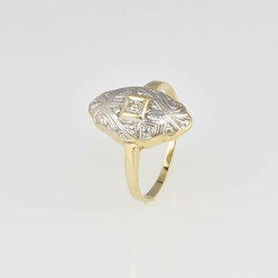 Art Déco-Bicolorring Gelbgold 585, epochentypisch gestalteter ...