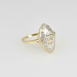 Art Déco-Bicolorring Gelbgold 585, epochentypisch gestalteter ...