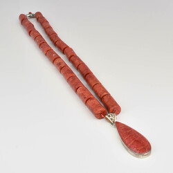 Korall-Collier Silber 835, Collier aus Anzahl zylindrischer ...