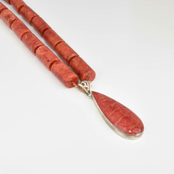 Korall-Collier Silber 835, Collier aus Anzahl zylindrischer ...