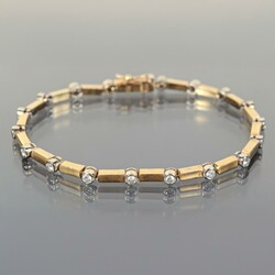Brillant-Bicolorarmband Gelbgold und Weißgold 750, insg. 18 ...