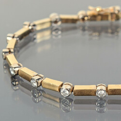 Brillant-Bicolorarmband Gelbgold und Weißgold 750, insg. 18 ...