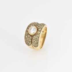 Silberring mit Besatz Silber 925 vergoldet, Ringschiene mittig ...