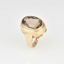 Rauchquarz-Damenring in Gelbgold Gelbgold 585, großer, oval ...