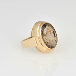 Rauchquarz-Damenring in Gelbgold Gelbgold 585, großer, oval ...