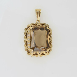 Rauchtopasanhänger in Gelbgold   Gelbgold 585, achteckig ...