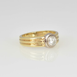 Brillant-Bicolorring Gelbgold und Weißgold 585, solitärer Brillant ...
