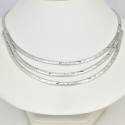 Silbercollier  Silber 800, mittig dreisträngiges Collier aus ...