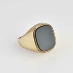 Onyx-Gelbgoldring Gelbgold 333, rechteckige Onyxtafel mit gerundeten ...