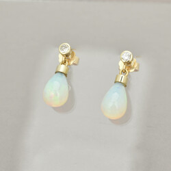 Opal-Brillant-Ohrstecker in Gelbgold Gelbgold 750 und 585, je ...