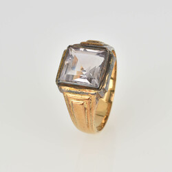 Gelbgoldring mit Besatz Gelbgold 585, quadratisch facettierter ...