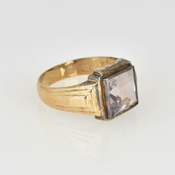 Gelbgoldring mit Besatz Gelbgold 585, quadratisch facettierter ...