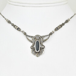 Onyx-Markasitcollier  Silber 925, im Art déco gestaltete ...