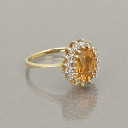 Citrin-Brillantring Gelbgold 585, 1 oval facettierter Citrin in Gelb ...