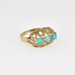 Türkis-Gelbgoldring Gelbgold 333, auf durchbrochen gearbeitetem ...