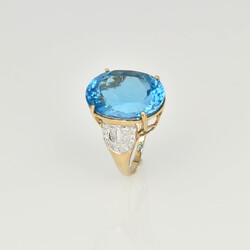 Topas-Brillant-Gelbgoldring Gelbgold 375, oval facettierter Topas in ...