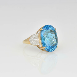 Topas-Brillant-Gelbgoldring Gelbgold 375, oval facettierter Topas in ...