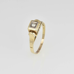 Diamant-Gelbgoldring Gelbgold 585, Diamant im Altschliff in hoher ...