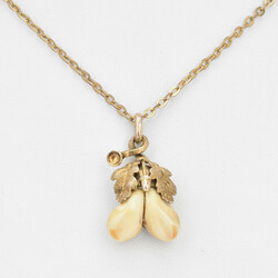 Jagdlicher Anhänger mit Kette  Gelbgold 333, 2 Grandeln als Eicheln ...