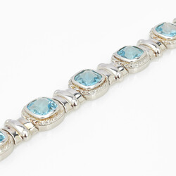 Topas-Silberarmband Silber 925, insg. 9 Blautopase in Zargenfassung ...