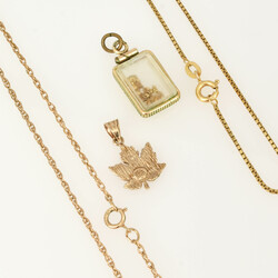 Zwei Anhänger mit Ketten  Gelbgold 585 und 500 bzw. 417, 1 x als ...